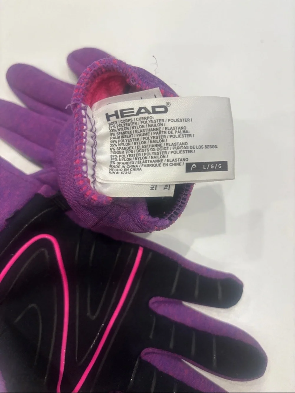 Head Plum Purple Touchscreen Gloves size L